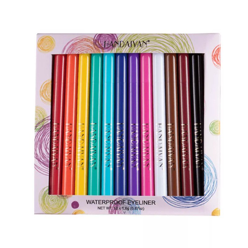 Handaiyan 12 Pieces Rainbow Color Eyeliner Set