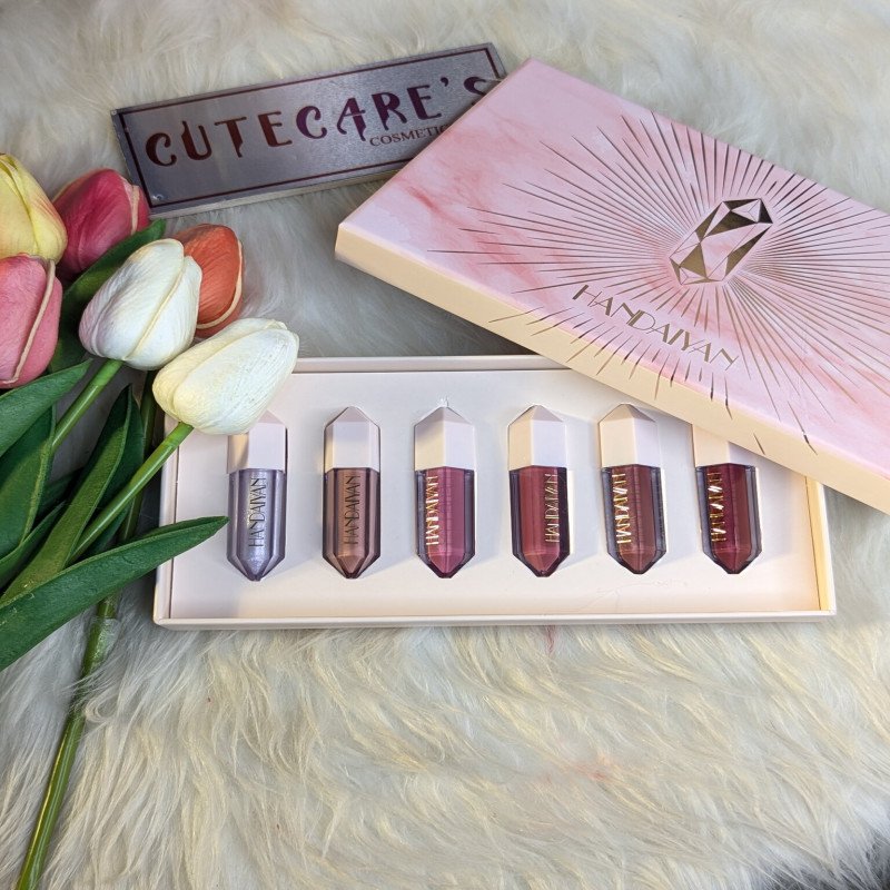 HANDAIYAN 6-Color Pearlescent & Matte Diamond Liquid Lipstick Set